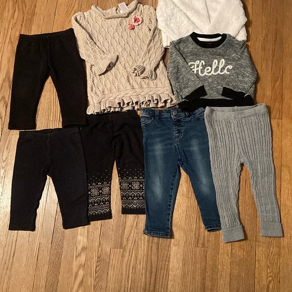 Kids Clothing Bundle - Sweaters, Leggings, and Jeans - Picture 1 of 16